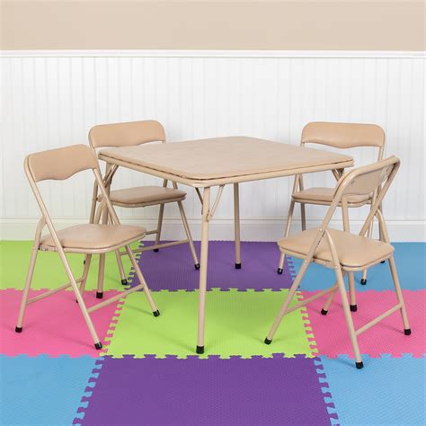 Childrens Folding Table And Chairs Flash Furniture Kids Tan 3 Piece Folding Table And Chair Set ...