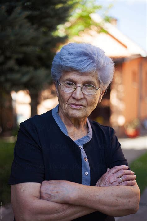 "Portrait Of An Old Woman With Glasses An White Hair Looking At Camera" by Stocksy Contributor ...