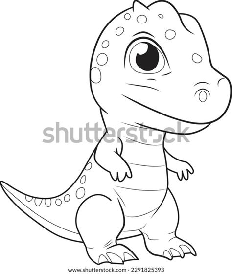 Cute Dinosaur Cartoon Black White Lines Stock Vector (Royalty Free) 2291825393 | Shutterstock