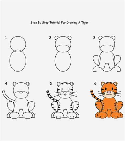 How To Draw A Tiger Step By Step For Kids Tiger Drawing For Kids | Images and Photos finder