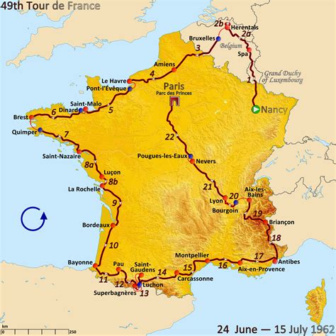 Tour De France Course Map File Route Of the 1962 tour De France Png Wikimedia Commons | secretmuseum