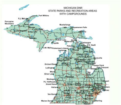 Michigan State Park Campgrounds Map - Printable Map