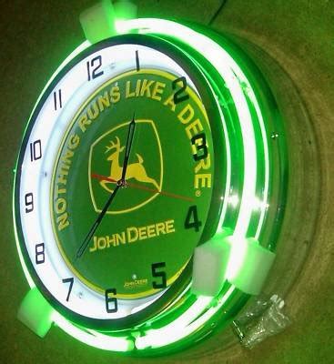 John Deere Double Neon Clock 18" Tractor, Shop, Bar | #109794040