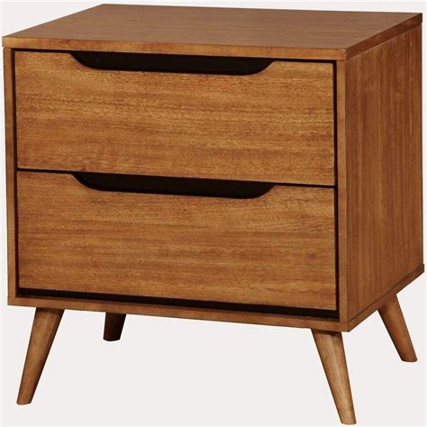 Benzara 2-Drawer Brown Mid-Century Modern Nightstand-BM123111 - The Home Depot