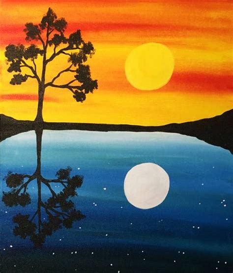 Beginner Sunset Beginner Cool Easy Paintings - k-Music