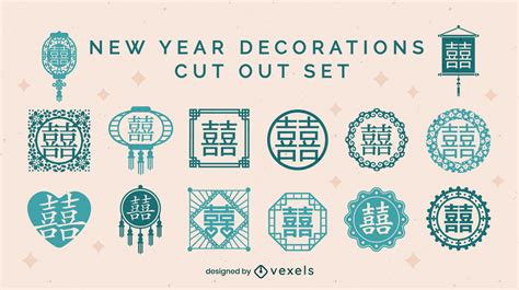 Lunar New Year Decorations Set Vector Download