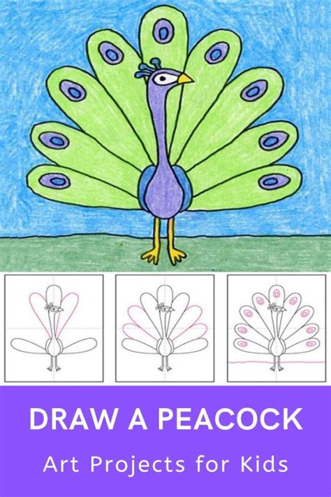 peacock Art Drawing For Kids - Ivette Landro