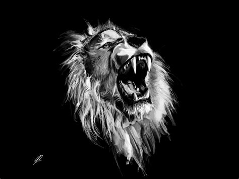 Roaring Black Lion