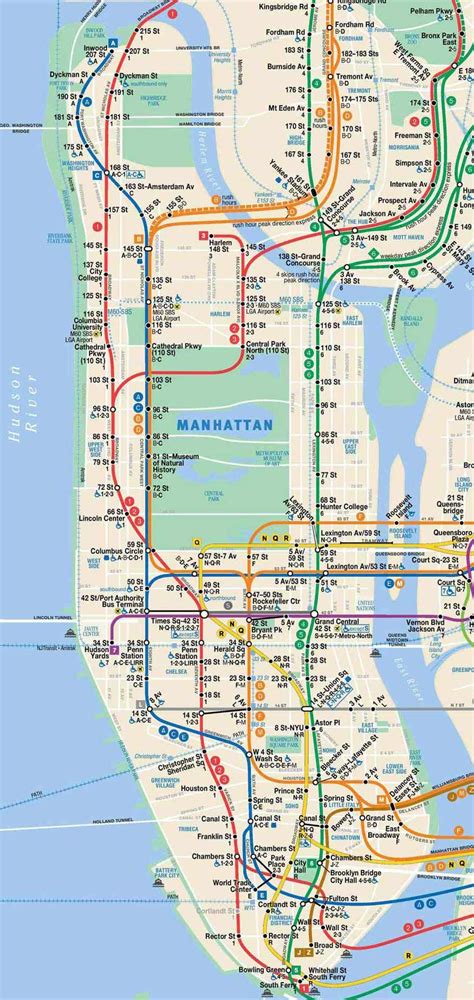 NYC subway map in Manhattan | Nyc subway map, Map of new york, New york subway