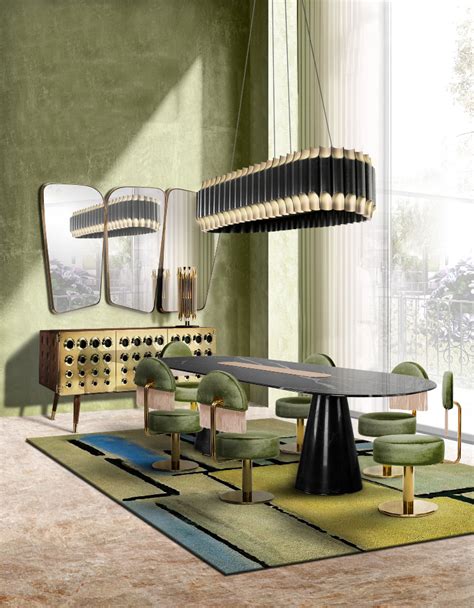 Mid-Century Lighting: A Dining Room In Shades Of Green