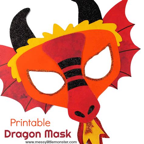 Chinese Dragon Mask - A fun printable dragon craft - Messy Little Monster