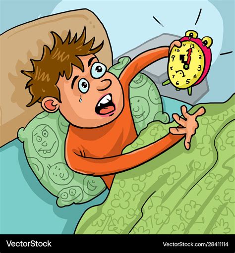 Boy waking up too late Royalty Free Vector Image