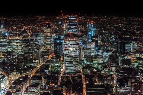 wallpaper london, united kingdom, skyscrapers, top view, night city HD : Widescreen : High ...