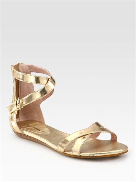 Rebecca Minkoff Bettina Metallic Leather Gladiator Sandals in Gold | Lyst