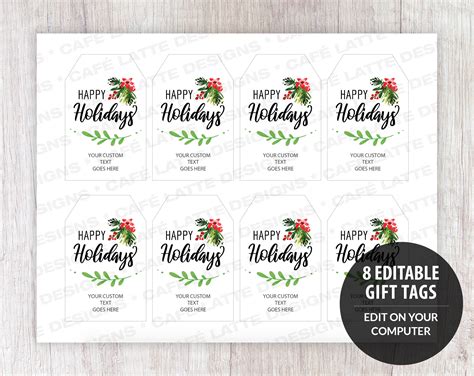 Happy Holidays Tags Printable