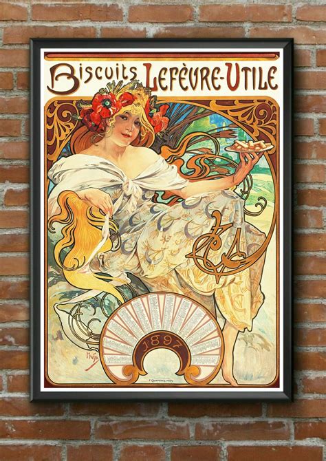 Alphonse Mucha Art Nouveau Poster Prints - Biscuits Levefre Art Nouveau Prints – Poster | Canvas ...