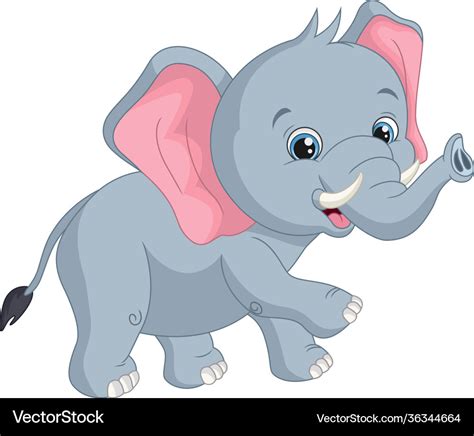 Cartoon cute baby elephant on white background Vector Image