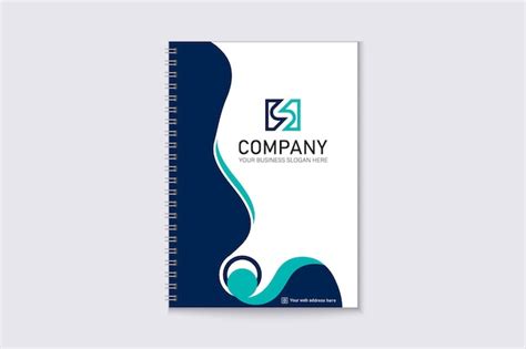 Premium Vector | Corporate wave style blue notebook cover design