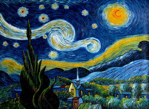 Vincent Van Gogh Starry Night Repro, Quality Hand Painted Oil Painting 36x48in | eBay