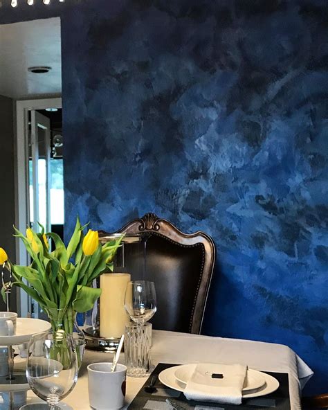 Blue Venetian plaster for dine room | Room wall painting, Wall painting living room, Wall ...