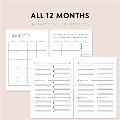 Monthly & Weekly Planner A4 2023 2023 Printable Planner 2023 - Etsy