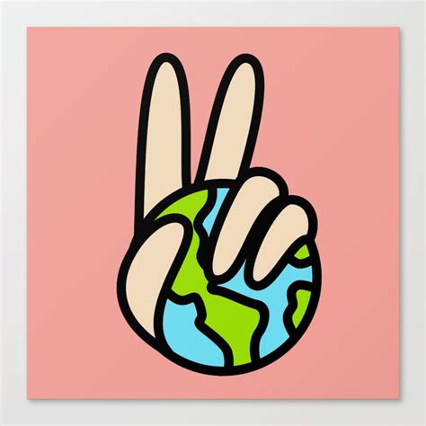 World Peace Planet Earth Symbol V Sign Canvas Print by Baz Grafton | Society6