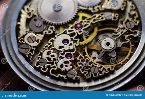 Skeleton of Vintage Handmade Antique Mechanical Pocket Watches, Clockwork Old Mechanical Watch ...