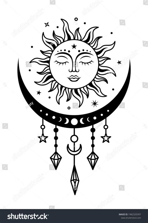 Sun Crescent Moon Vector Silhouette Design Stock Vector (Royalty Free) 1982320397 | Shutterstock