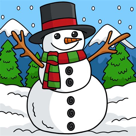 Christmas Snowman Colored Cartoon Illustration 11416121 Vector Art at Vecteezy