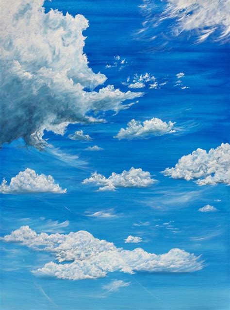 blue skies happy clouds | Sky art painting, Sky painting, Sky art