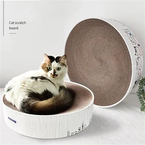 Corrugated Paper Cat Scratch Pad Round Scratcher Scratching Cardboard For Kittens Medium Cats ...