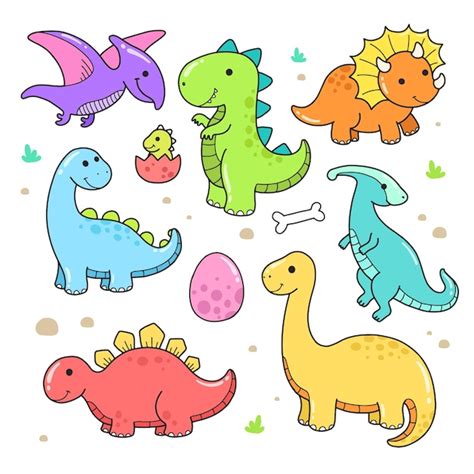 Premium Vector | Set of little cute dinosaur vector