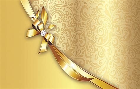 Free Wallpaper, Bow, Ribbon Background Images, Golden Luxury Floral Ribbon Background Photo ...