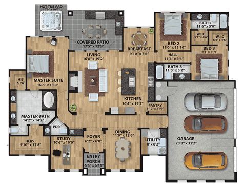 Contemporary Ranch with 3-Car Side-Load Garage - 430016LY | Architectural Designs - House Plans