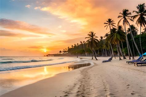 Premium AI Image | sunset on a tropical beach