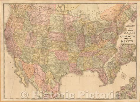 Historic Map - Rand, McNally & Co.'s New Official Railroad Map of the United States Canada and ...