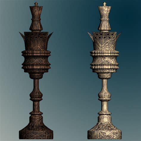 Chess Set Carved Wooden Board 3d Model