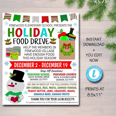 Holiday Food Drive Flyer | TidyLady Printables