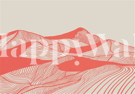 Vintage Mountains Line Art Wallpaper | Happywall