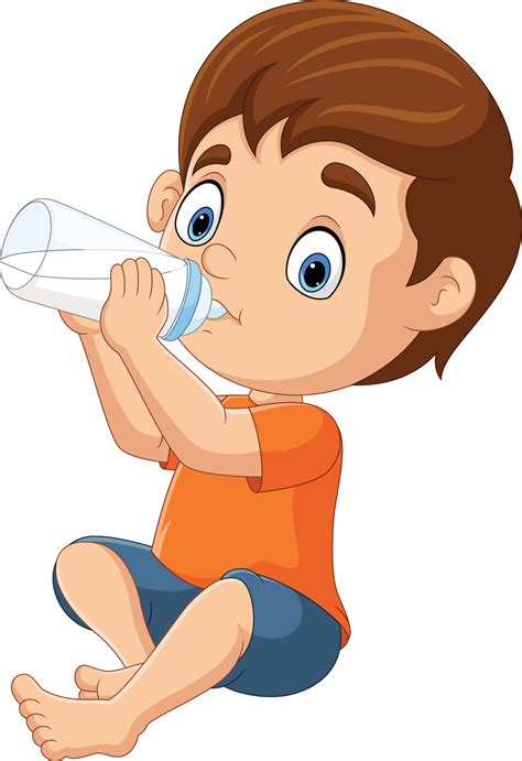 Cartoon little boy drinking milk with bottle 15219506 Vector Art at Vecteezy