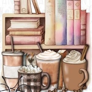 Coffee and Books Png, Vintage Design Png, Digital Download, Book Lover Png, Old Books Image ...