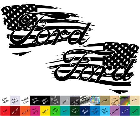 Pair of Ford Tattered American Flag Decals Single Color Ready - Etsy Sweden