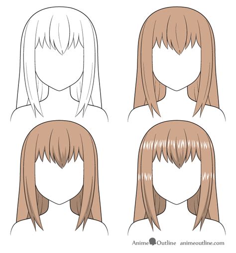 How To Shade Anime Hair Simple Notice how each section of shading goes up and down almost ...