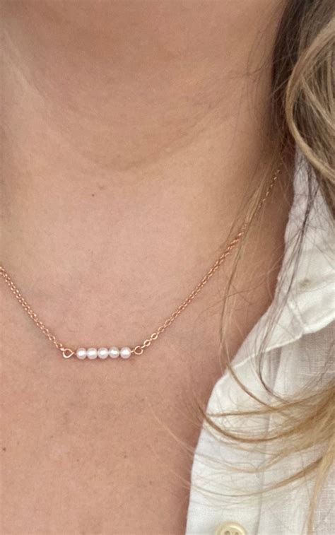 Rose Gold Necklace Rose Gold Pearl Necklace Pearl Necklace | Etsy