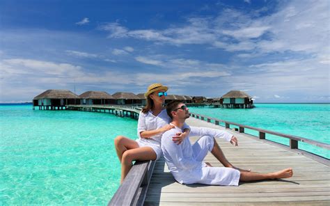 Wedding Journey Tropical Beach In Maldives Romantic Loving Couple Photo Wallpaper Hd 3840x2400 ...