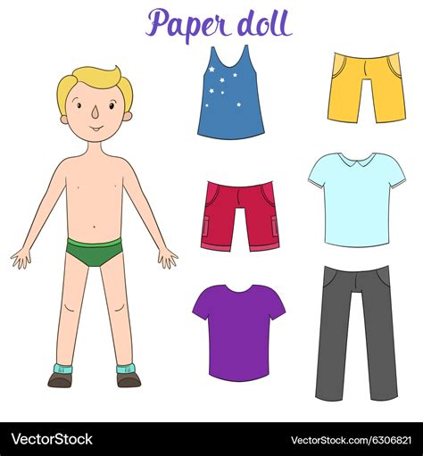 Paper doll boy and clothes Royalty Free Vector Image