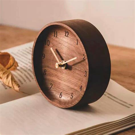 Solid Walnut Wood Clock Wooden Desk Clock Bedroom Nightstand - Etsy