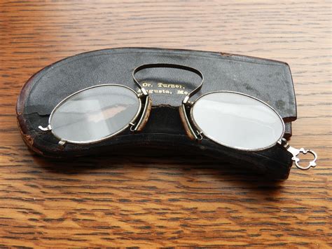 Antique Glasses Eyeglasses with Leather Case - Gem