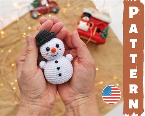 Snowman Christmas Ornament Crochet Pattern Snowman Amigurumi - Etsy