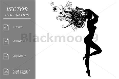 Silhouette of Girl with Long Hairs Graphic by Blackmoon9 · Creative Fabrica